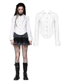 White Bat Collar Ruffled Dress Shirt - Unique Vintage - Blouses