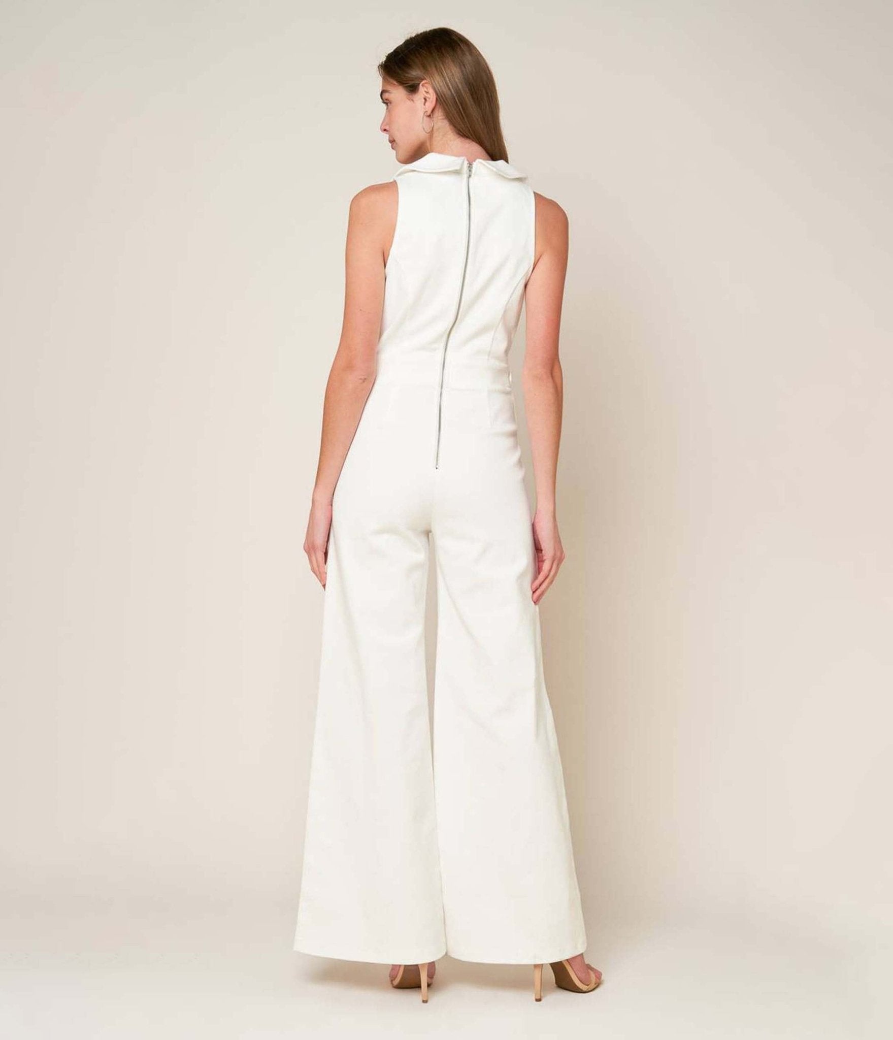 White Belted Shopping Around Jumpsuit - Unique Vintage - Womens, BOTTOMS, ROMPERS AND JUMPSUITS