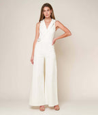 White Belted Shopping Around Jumpsuit - Unique Vintage - Womens, BOTTOMS, ROMPERS AND JUMPSUITS
