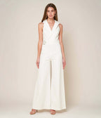 White Belted Shopping Around Jumpsuit - Unique Vintage - Womens, BOTTOMS, ROMPERS AND JUMPSUITS
