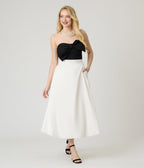 White & Black Bow Blissful Breeze Midi Dress - Unique Vintage - Womens, DRESSES, MIDI
