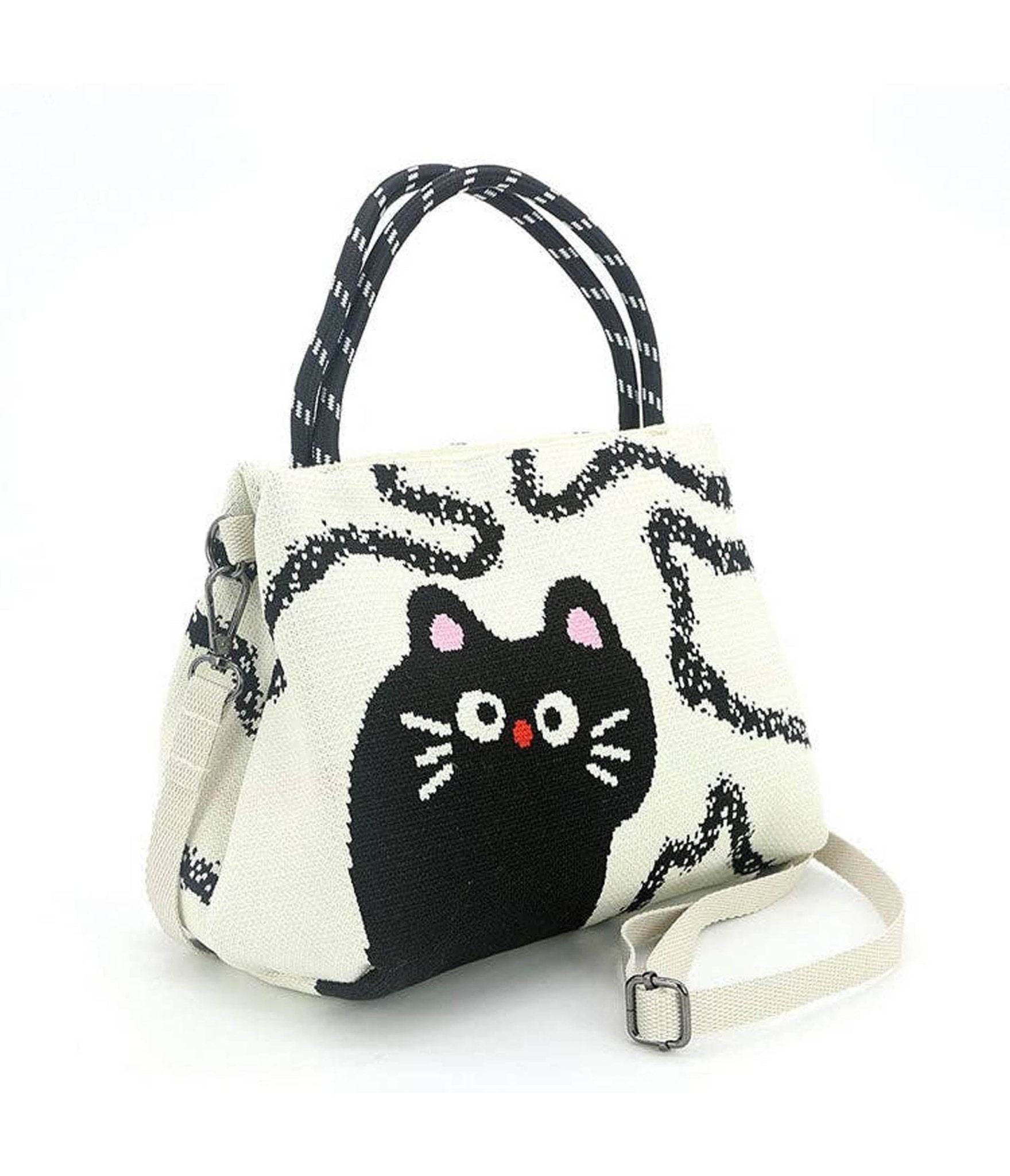 White & Black Cat Handbag - Unique Vintage - Womens, ACCESSORIES, HANDBAGS