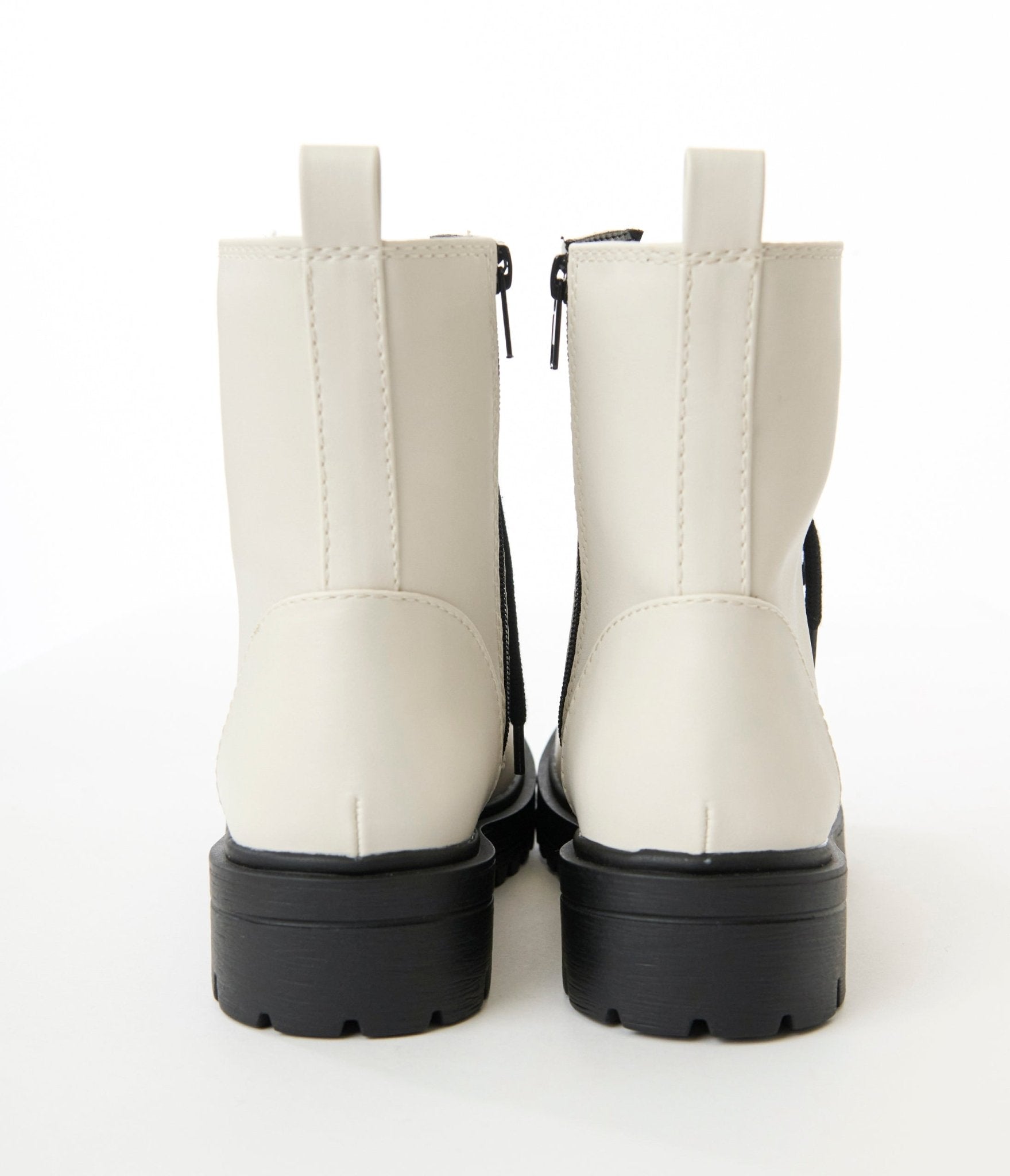 White & Black Leatherette Lace Up Boots - Unique Vintage - Womens, SHOES, BOOTS