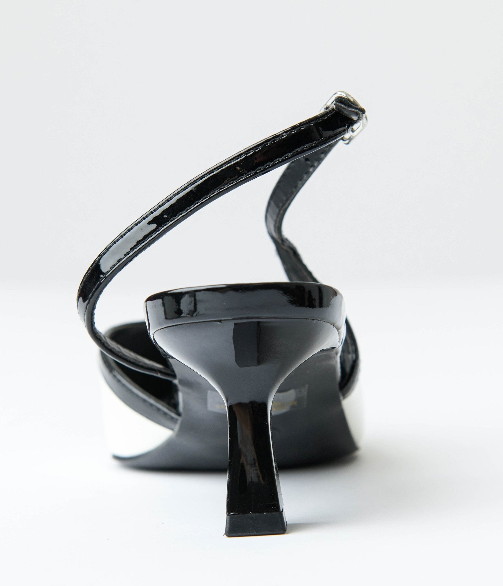 White & Black Patent Leatherette Kitten Heels - Unique Vintage - Womens, SHOES, HEELS