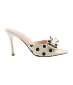 White & Black Polka Dot Peep Toe Mule - Unique Vintage - Womens, SHOES, HEELS