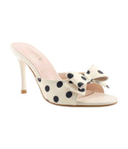 White & Black Polka Dot Peep Toe Mule - Unique Vintage - Womens, SHOES, HEELS