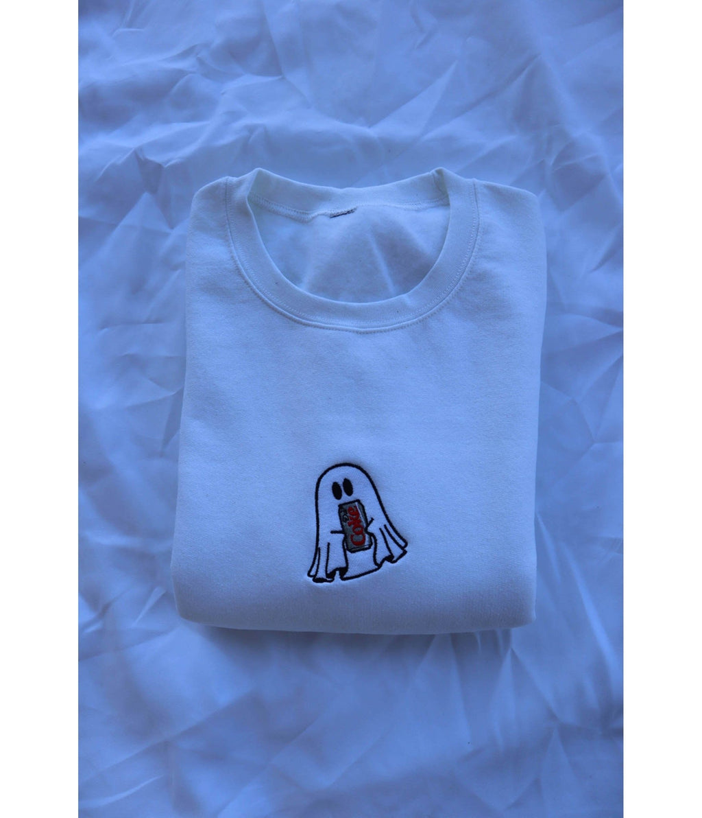 White Diet Coke Ghost Hooded Sweatshirt - Unique Vintage - Womens, TOPS, SWEATERS AND VESTS