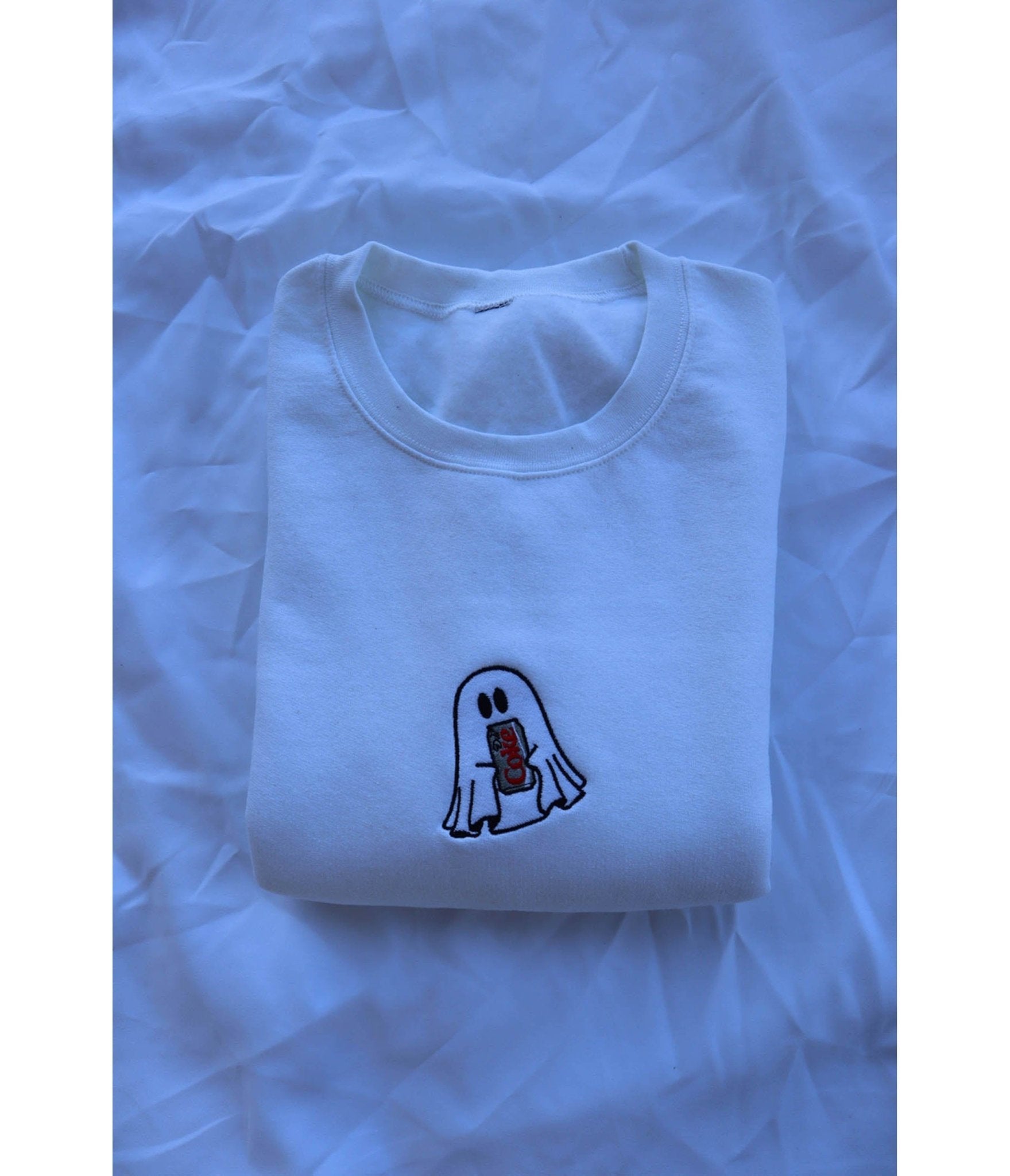 White Diet Coke Ghost Hooded Sweatshirt - Unique Vintage - Womens, TOPS, SWEATERS AND VESTS