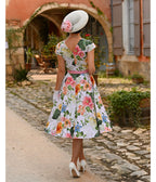 White Floral Lottie Swing Dress - Unique Vintage - Womens, DRESSES, SWING