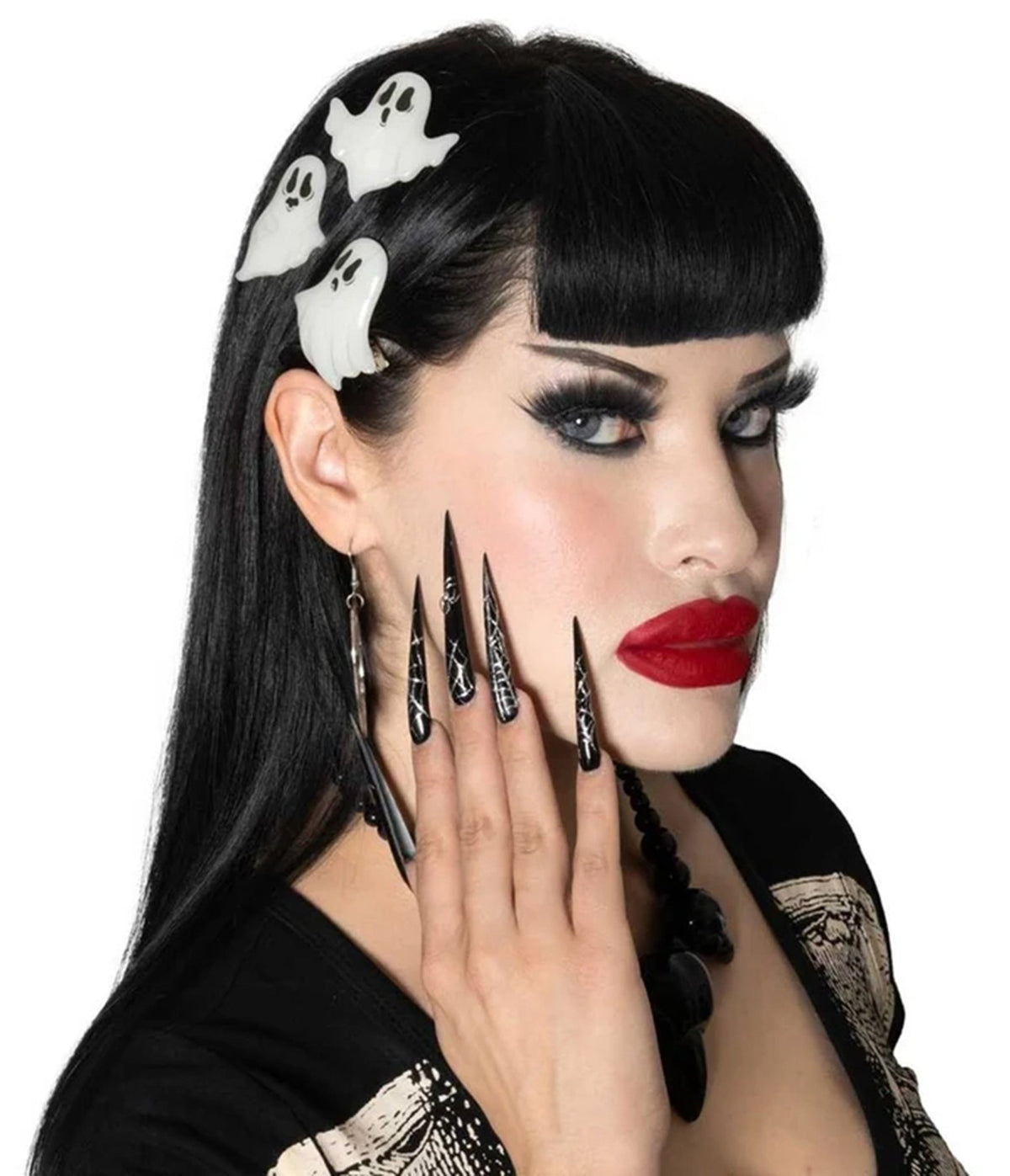 White Glow-in-the-Dark Ghost Hair Clip Trio - Unique Vintage - Hair Clips
