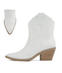 White Leatherette Cowboy Ankle Boot