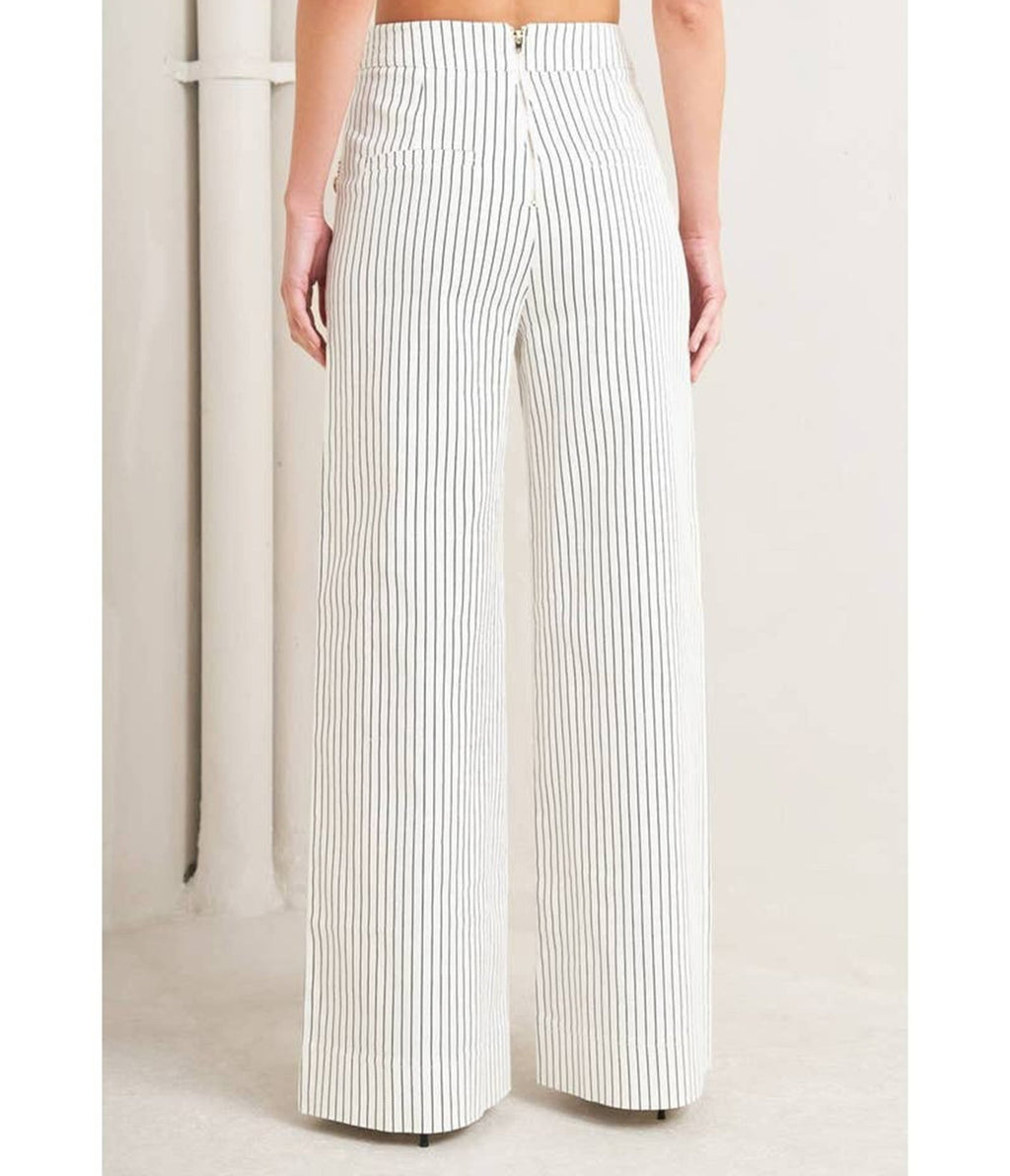 White Pin Stripe Woven Pants - Unique Vintage - Womens, BOTTOMS, PANTS