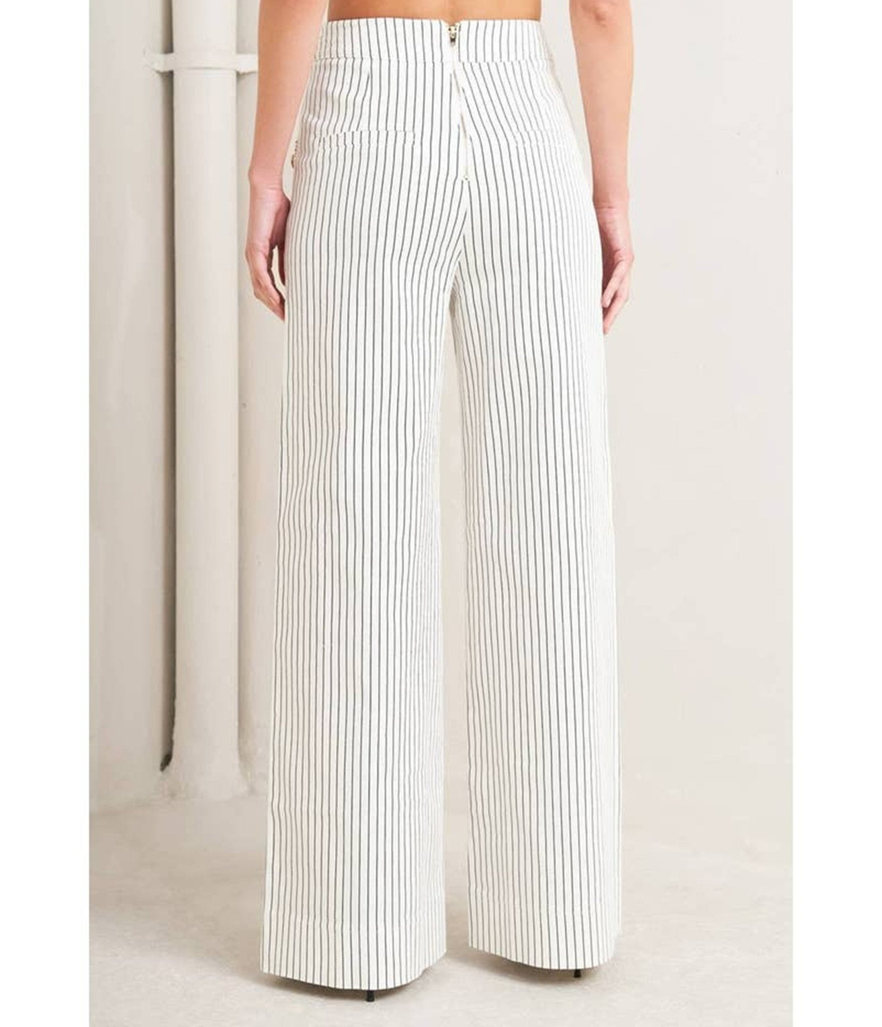 White Pin Stripe Woven Pants - Unique Vintage - Womens, BOTTOMS, PANTS