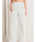 White Pin Stripe Woven Pants - Unique Vintage - Womens, BOTTOMS, PANTS