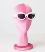 White Puffy Sunglasses - Unique Vintage - Womens, ACCESSORIES, SUNGLASSES