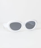 White Puffy Sunglasses - Unique Vintage - Womens, ACCESSORIES, SUNGLASSES