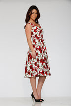 White & Red Rose Swing Dress - Unique Vintage - Womens, DRESSES, SWING