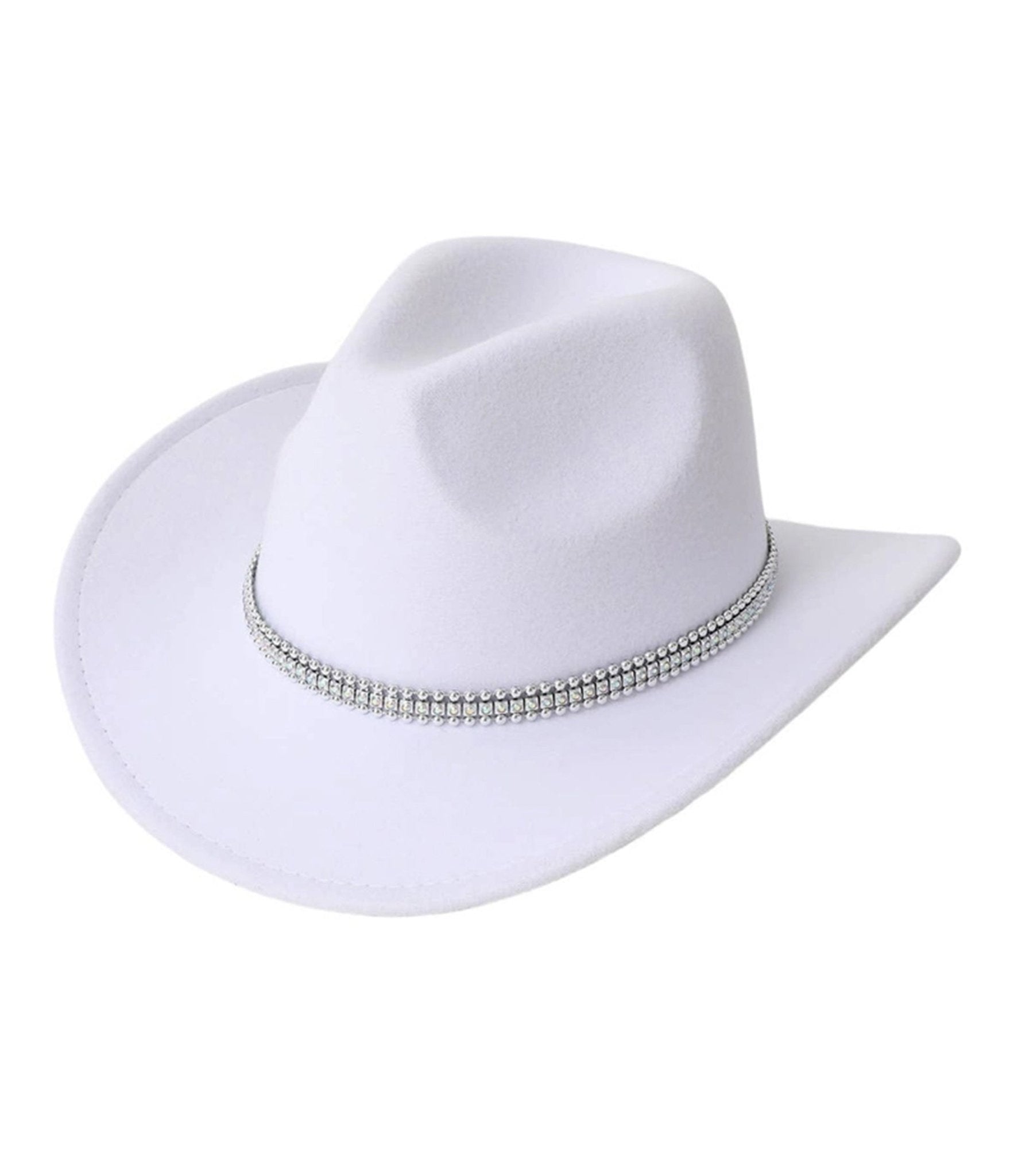 White Rhinestone Accent Cowgirl Hat - Unique Vintage - Womens, ACCESSORIES, HATS