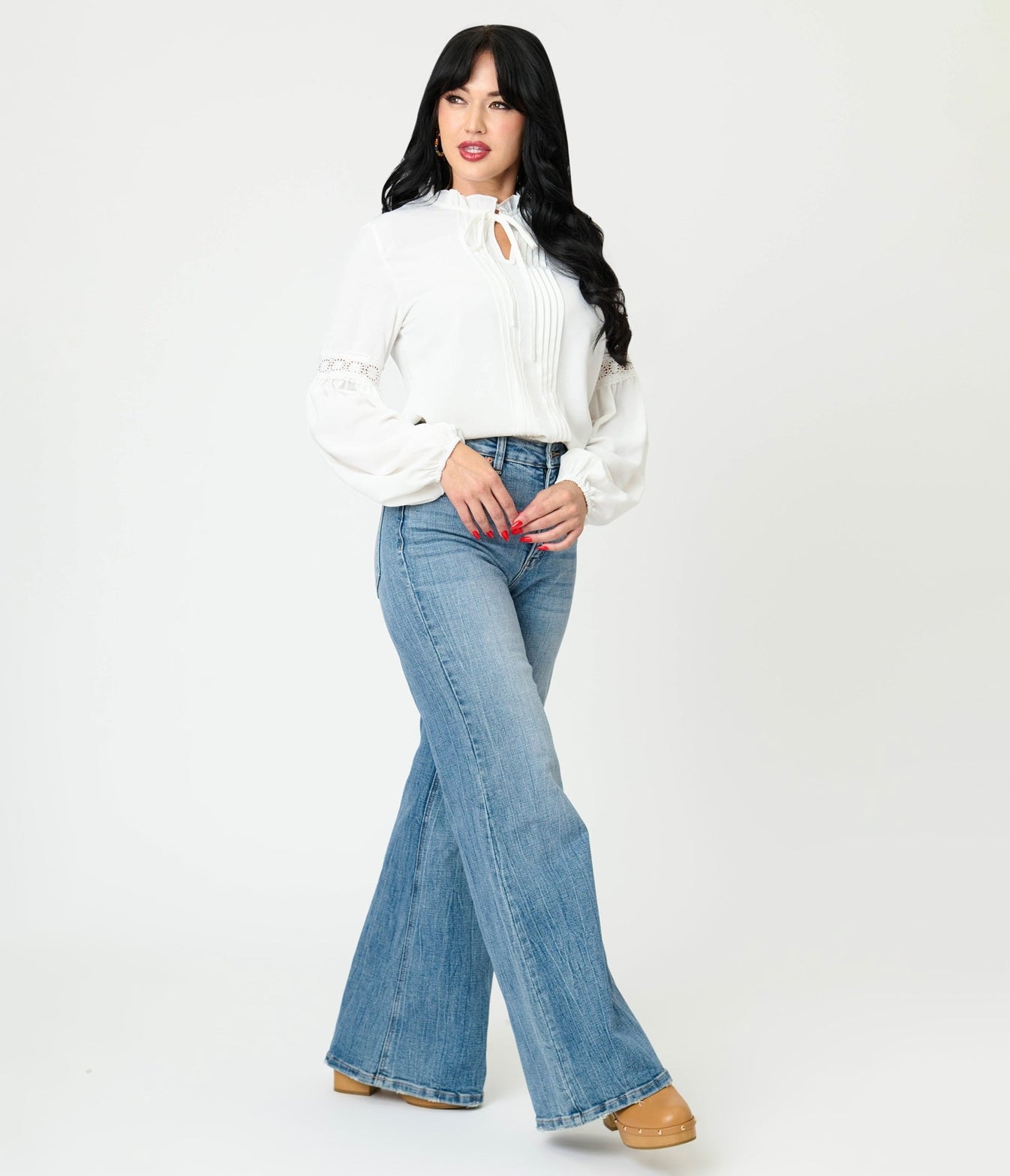 White Ruffle Collar Blouse Unique Vintage