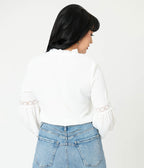 White Ruffle Collar Blouse - Unique Vintage - Womens, TOPS, WOVEN TOPS
