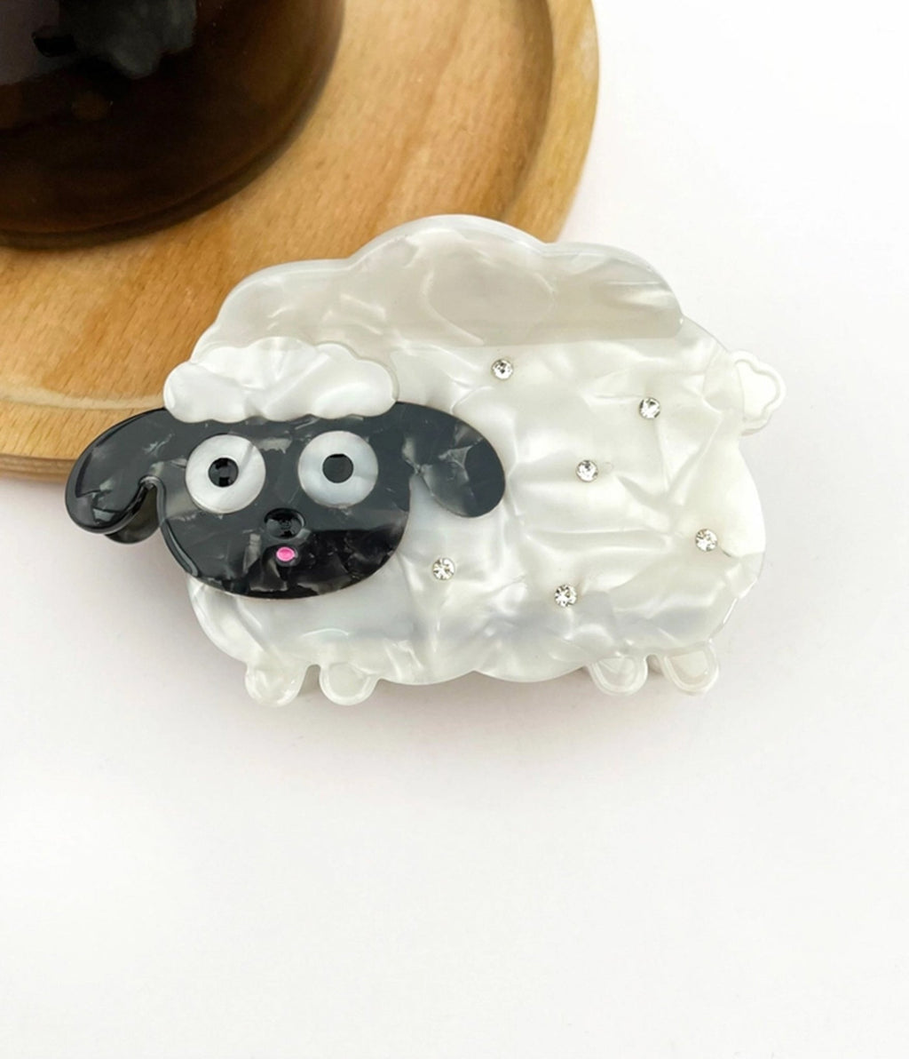 White Sheep Hair Claw Clip - Unique Vintage - Womens, ACCESSORIES, HAIR