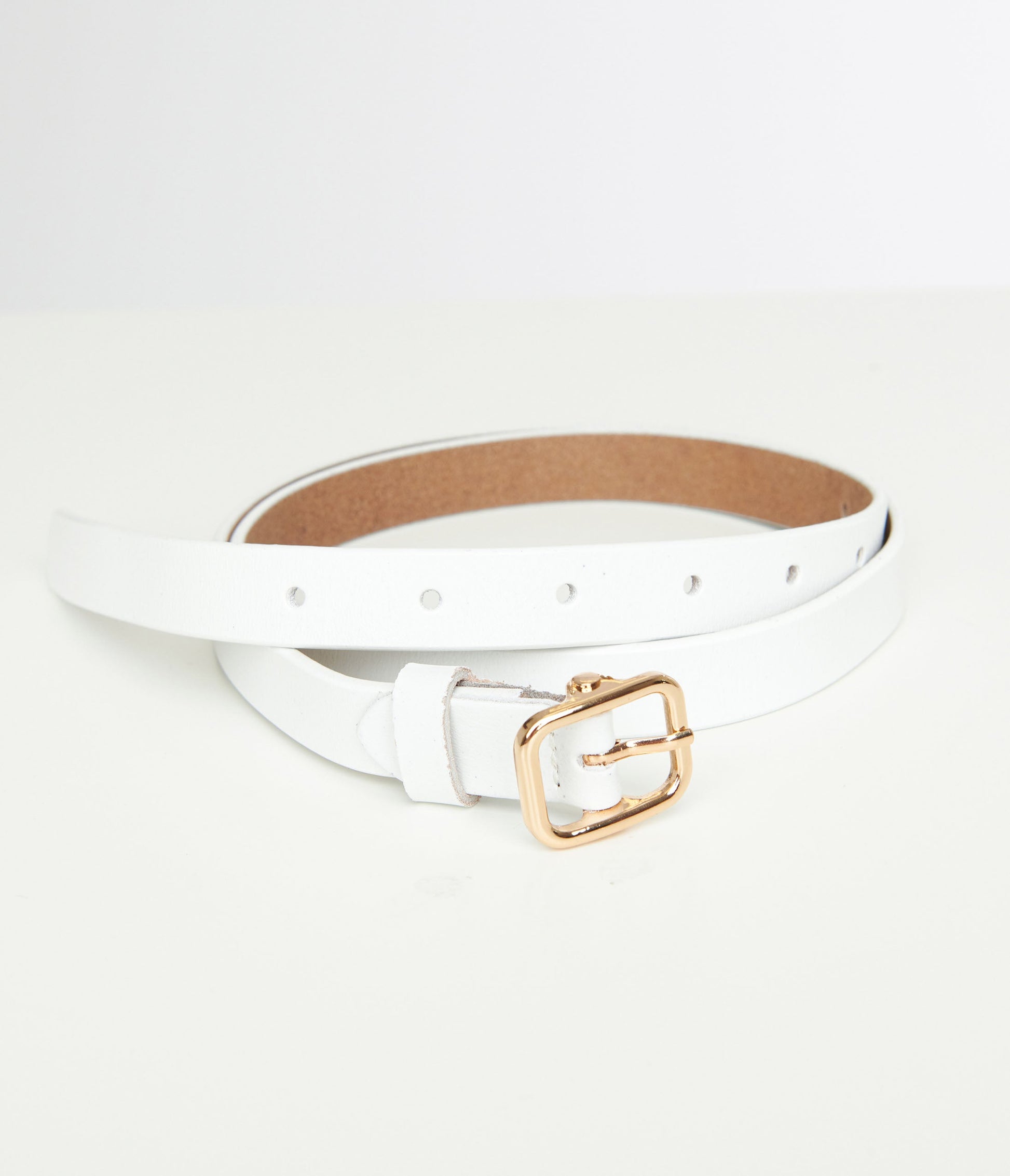 White Skinny Leatherette Belt - Unique Vintage - Womens, ACCESSORIES, BELTS