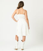 White Tea Length Fit & Flare Dress - Unique Vintage - Womens, DRESSES, FIT AND FLARE