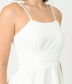 White Tea Length Fit & Flare Dress - Unique Vintage - Womens, DRESSES, FIT AND FLARE