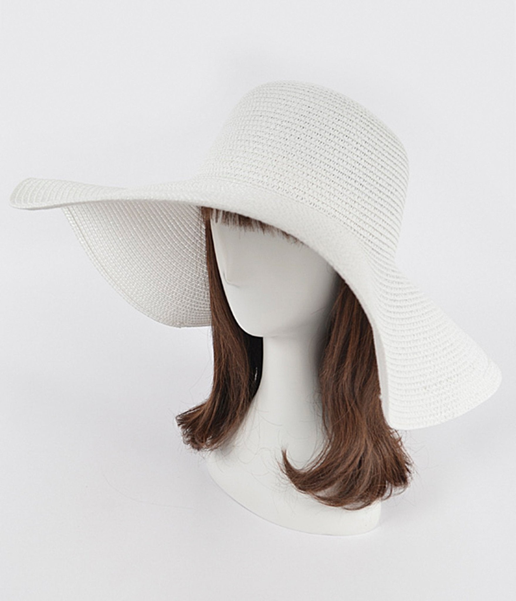 White Wide Brim Beach Hat - Unique Vintage - Womens, ACCESSORIES, HATS