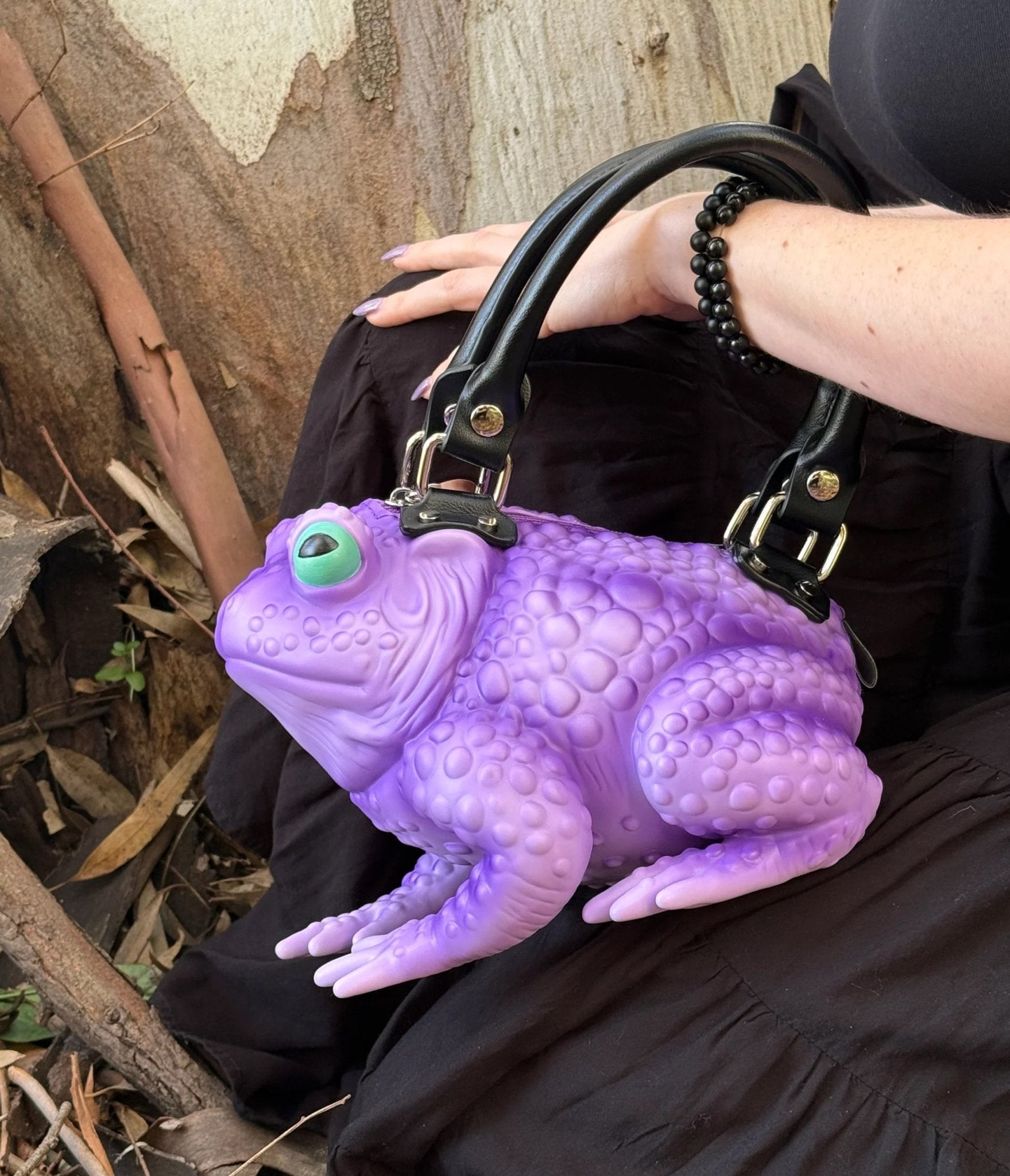 Windy Willow Glow in the Dark Purple Green Eye Toad Bag - Unique Vintage - Womens, ACCESSORIES, HANDBAGS