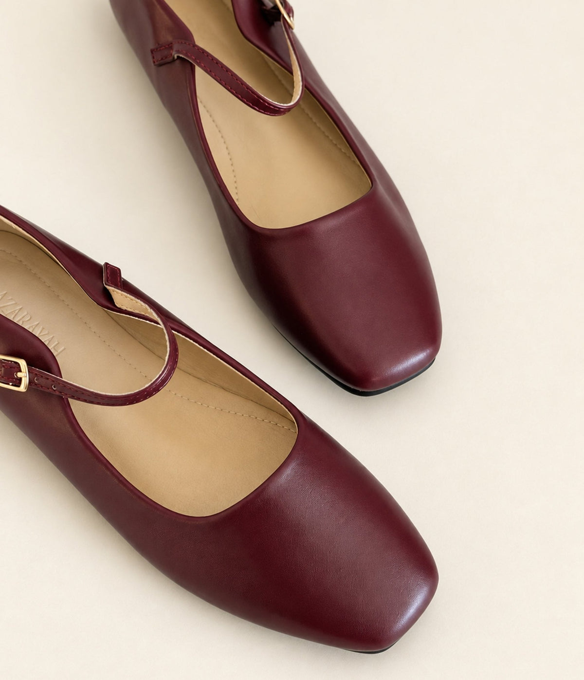 Wine Square Toe Mary Jane Flats - Unique Vintage - Womens, SHOES, FLATS