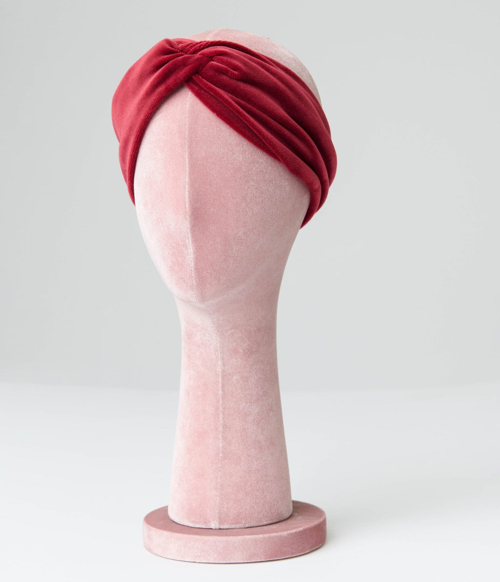 Wine Twisted Velvet Headband - Unique Vintage - Womens, ACCESSORIES, HAIR