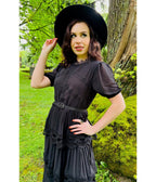 Witchwood Bags Black Annabel Romantic Cottage Goth Tiered Dress - Unique Vintage - Womens, DRESSES, FIT AND FLARE