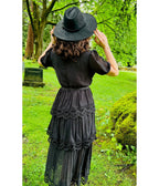 Witchwood Bags Black Annabel Romantic Cottage Goth Tiered Dress - Unique Vintage - Womens, DRESSES, FIT AND FLARE