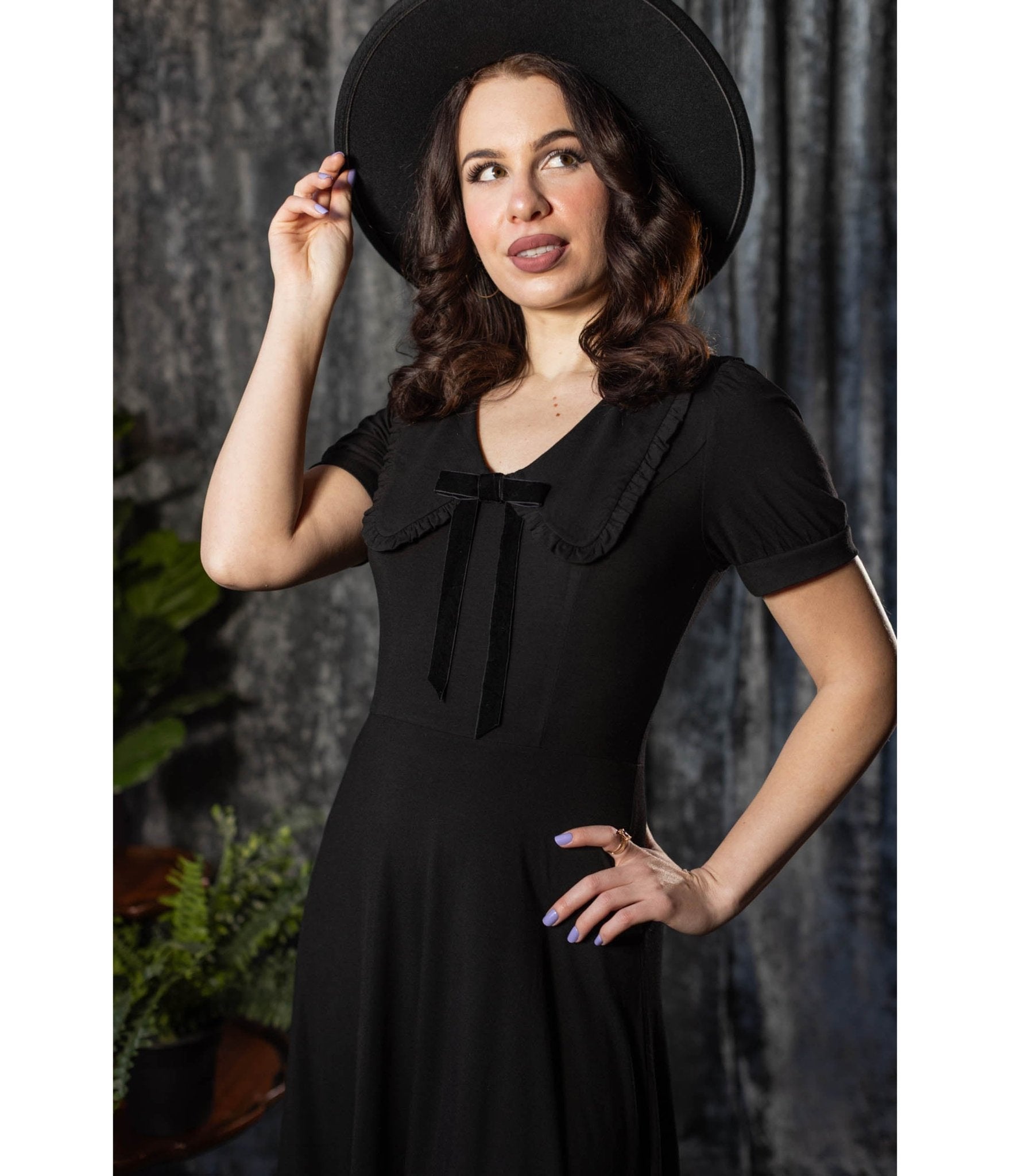 Witchwood Bags Black Bow Collar Ravenna Swing Dress - Unique Vintage - Womens, DRESSES, A-LINE