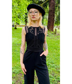 Witchwood Bags Black Branwen Romantic Goth Jumpsuit - Unique Vintage - Womens, BOTTOMS, ROMPERS AND JUMPSUITS