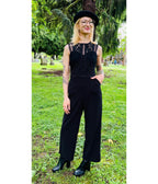 Witchwood Bags Black Branwen Romantic Goth Jumpsuit - Unique Vintage - Womens, BOTTOMS, ROMPERS AND JUMPSUITS