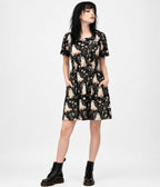 Witchwood Bags Black Ghost Print Dress - Unique Vintage -