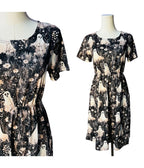 Witchwood Bags Black Ghost Print Dress - Unique Vintage -