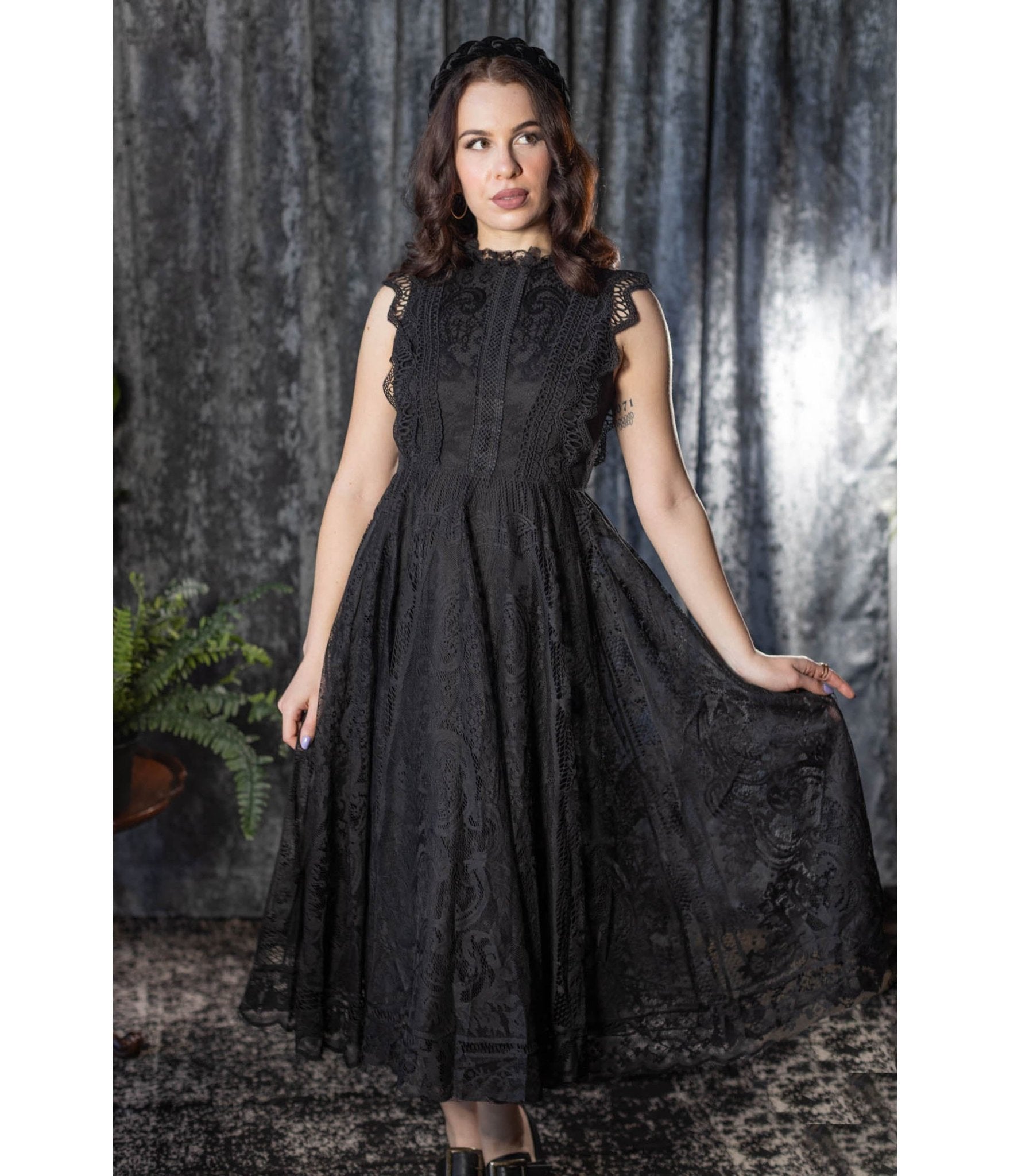 Witchwood Bags Black Lace Arabella Dress - Unique Vintage - Womens, DRESSES, A-LINE