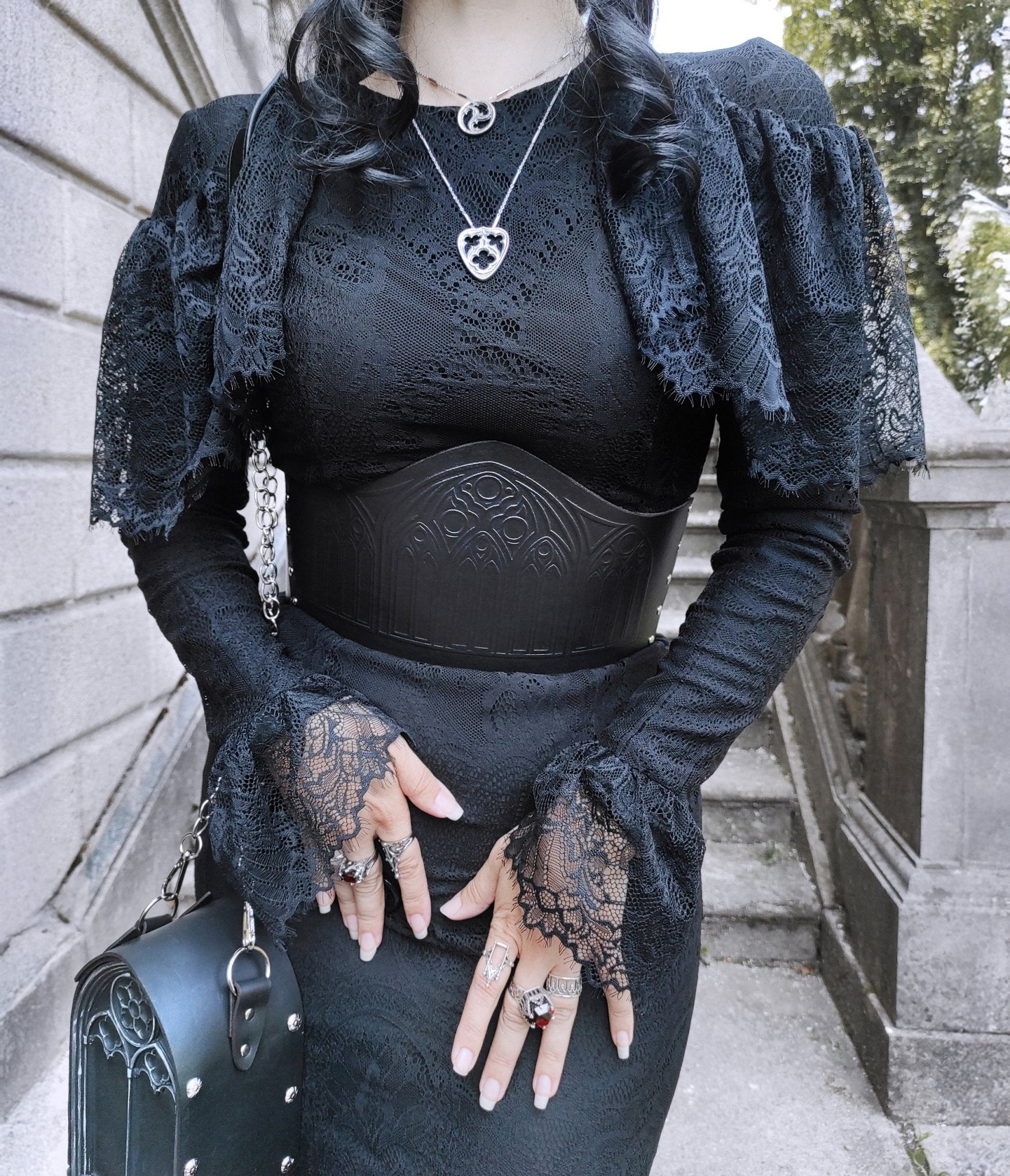 Witchwood Bags Black Lace Mermaid Burton Maxi Dress - Unique Vintage - Womens, DRESSES, MAXI