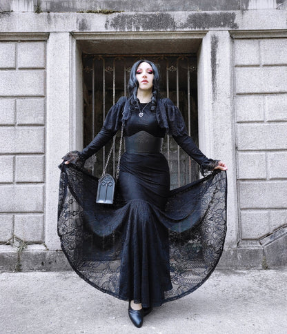 Witchwood Bags Black Lace Mermaid Burton Maxi Dress - Unique Vintage - Womens, DRESSES, MAXI