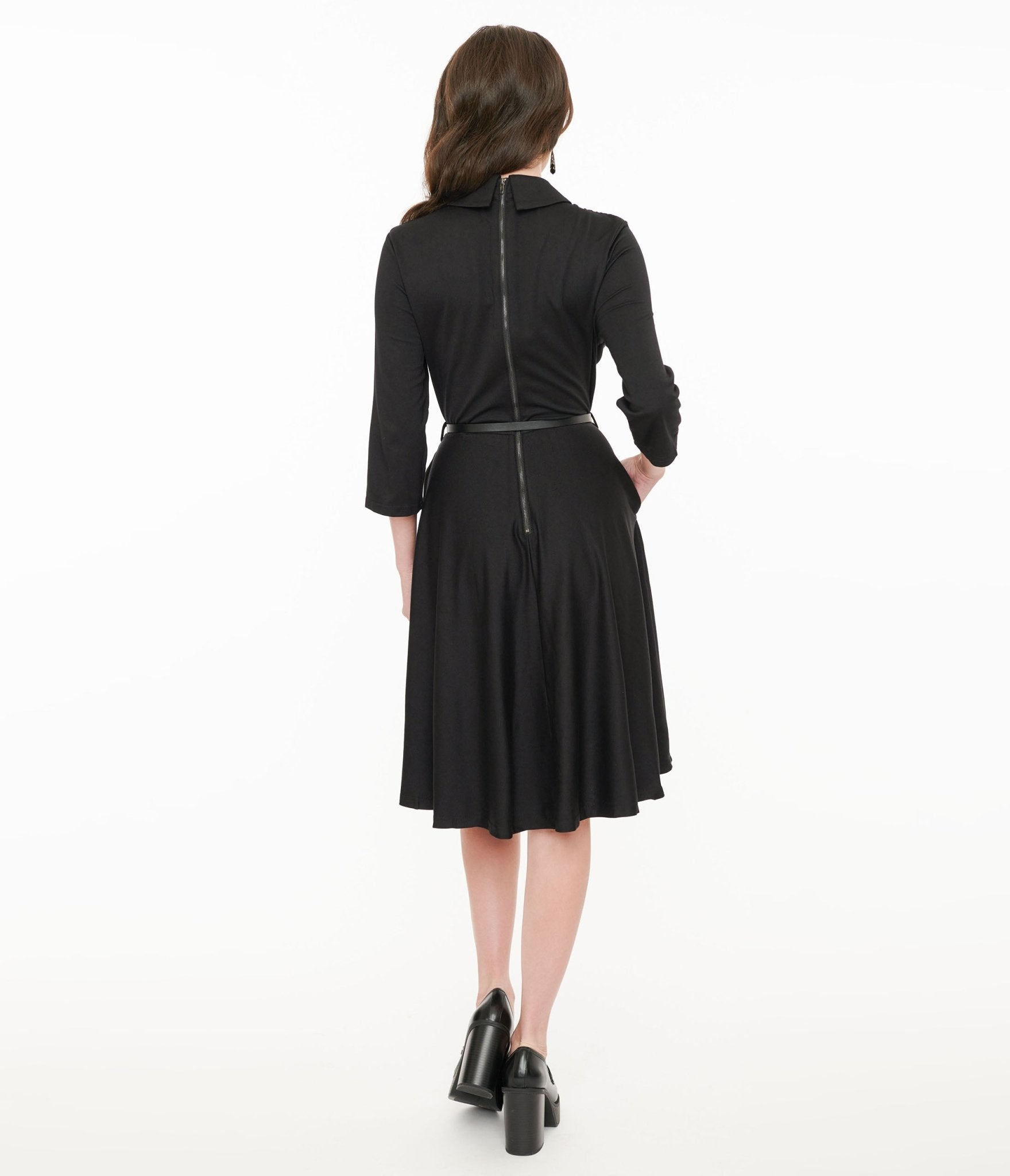 Witchwood Bags Black Lace Shelley Fit & Flare Dress - Unique Vintage - Womens, HALLOWEEN, DRESSES