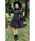 Witchwood Bags Black Morgana Romantic Victorian Party Dress - Unique Vintage - Womens, DRESSES, FIT AND FLARE