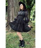 Witchwood Bags Black Morgana Romantic Victorian Party Dress - Unique Vintage - Womens, DRESSES, FIT AND FLARE