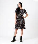 Witchwood Bags Black Nightime Creatures Dress - Unique Vintage - Fit & Flare Dresses