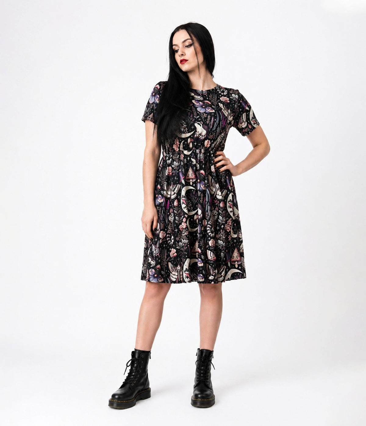 Witchwood Bags Black Nightime Creatures Dress - Unique Vintage - Fit & Flare Dresses
