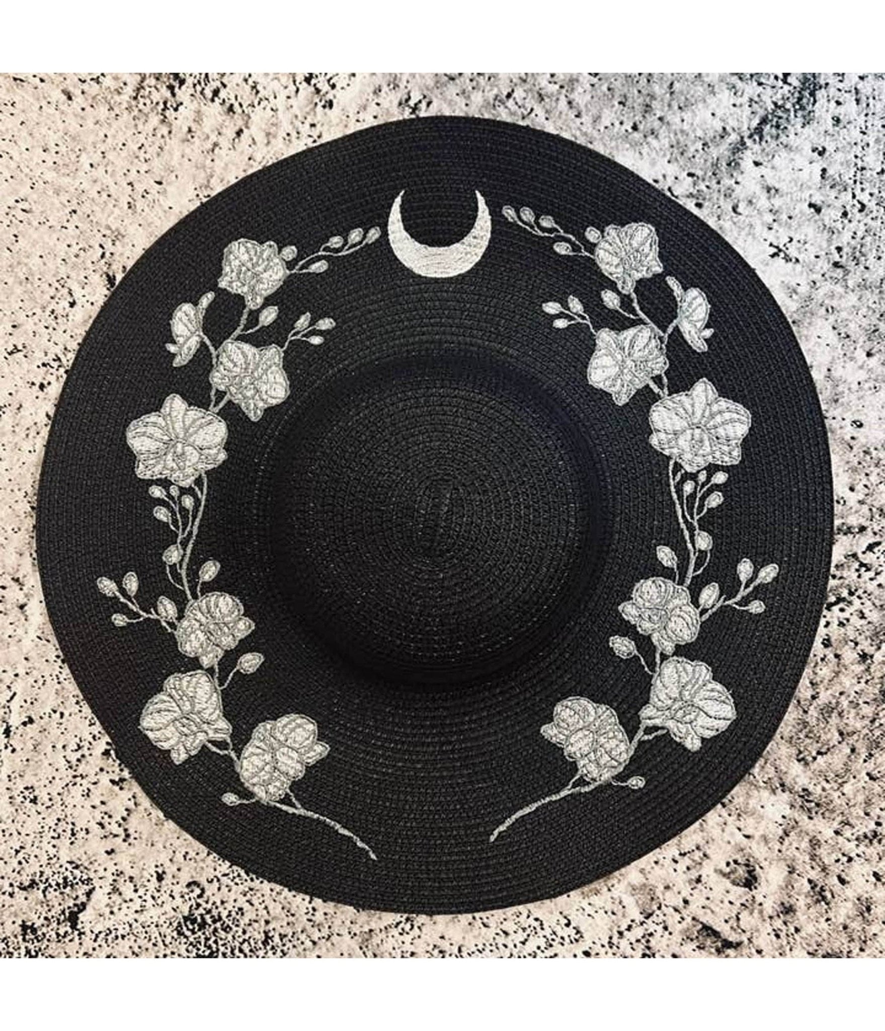Witchwood Bags Black Orchid Sun Hat - Unique Vintage - Womens, ACCESSORIES, HATS