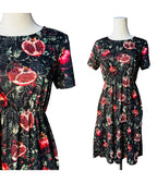 Witchwood Bags Black Pomegranates Dress - Unique Vintage - Fit & Flare Dresses