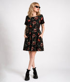 Witchwood Bags Black Pomegranates Dress - Unique Vintage - Fit & Flare Dresses